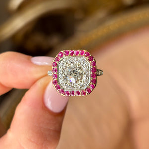 Vintage, Art Deco diamond & ruby cluster ring