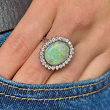 Vintage, 1960s opal & diamond cluster cocktail ring
