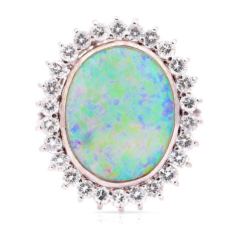 Vintage, opal & diamond cluster cocktail ring