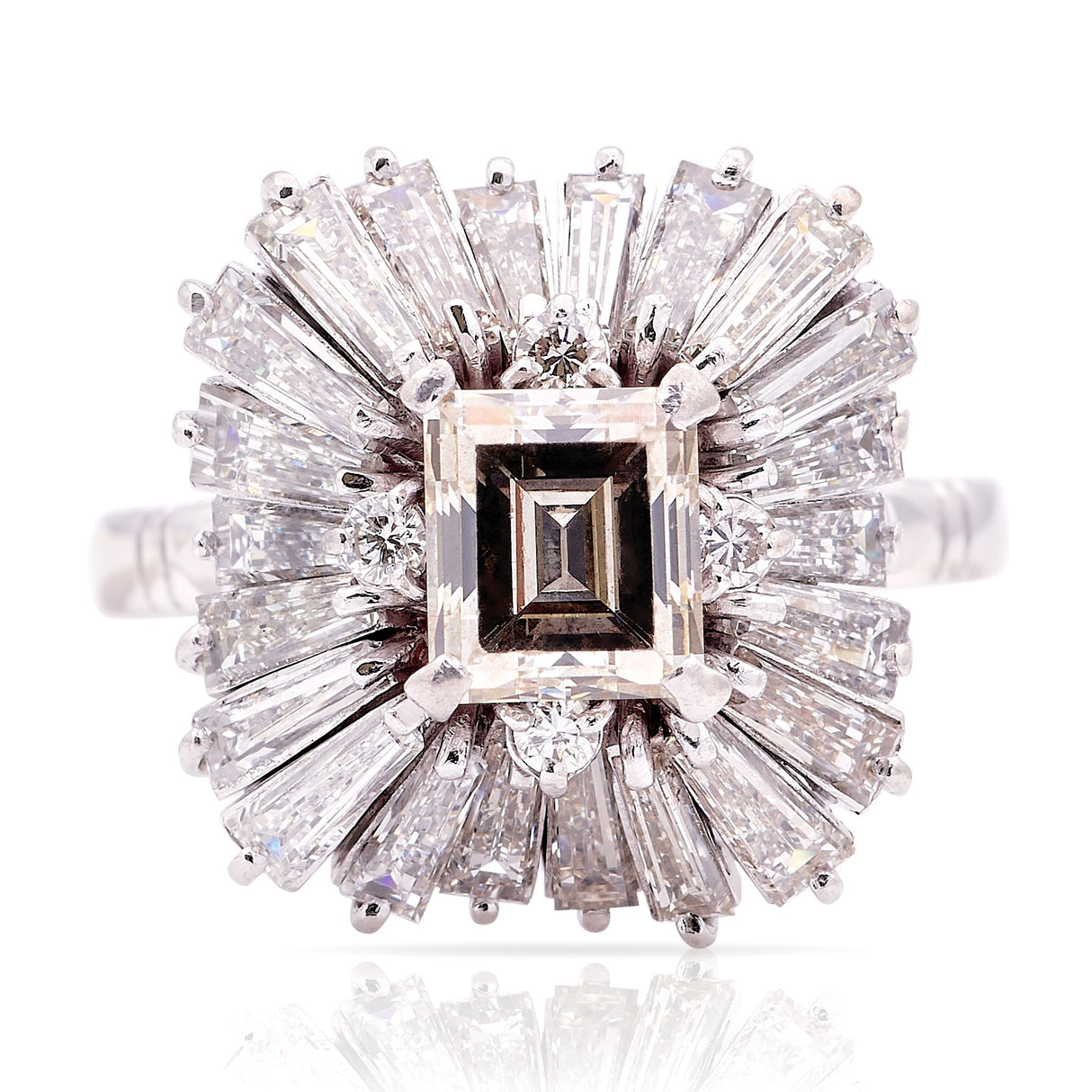 Vintage, 1950s diamond ballerina cocktail cluster ring