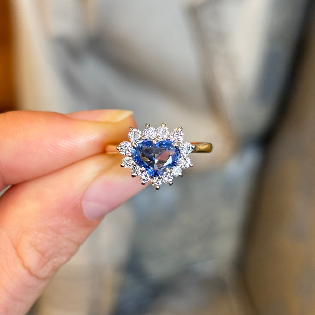 Vintage, 1980s sapphire & diamond cluster ring