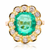 Vintage, 1980s Colombian emerald & diamond cluster ring