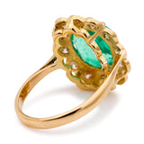 Vintage, 1980s Colombian emerald & diamond cluster ring