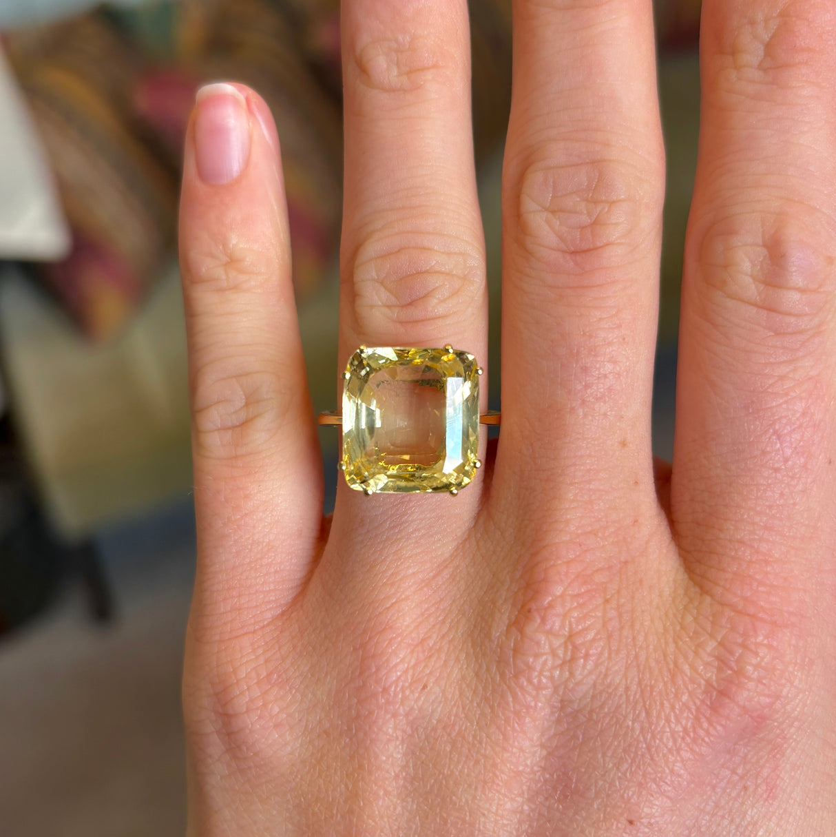 Vintage, 1950s Sri Lankan 15ct yellow sapphire ring