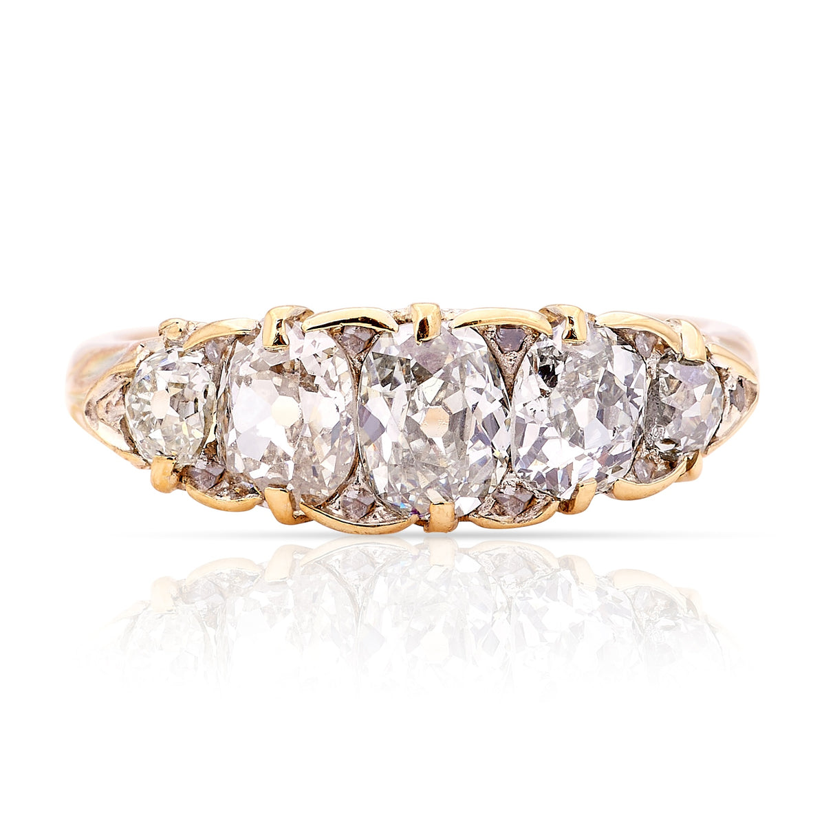 2878-Antique, Victorian five-stone diamond ring