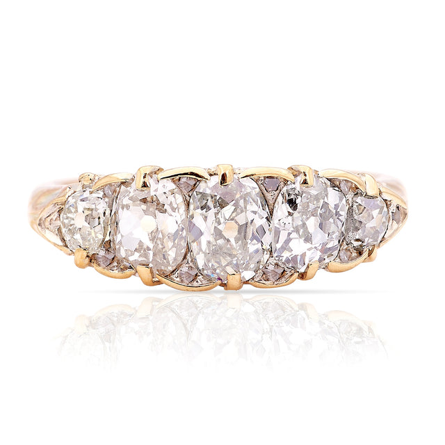 Antique, Victorian half hoop diamond ring