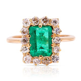 Vintage, 1940s emerald & diamond cluster ring