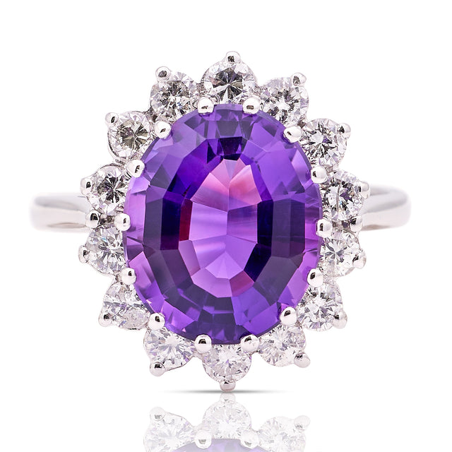 Vintage, 1960s amethyst & diamond cluster ring