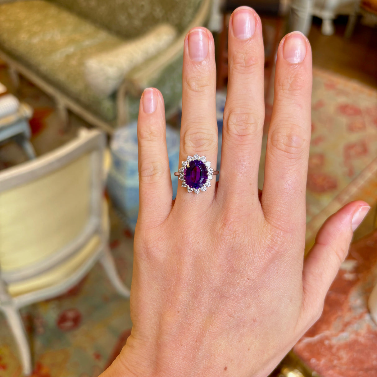 Vintage, 1960s amethyst & diamond cluster ring
