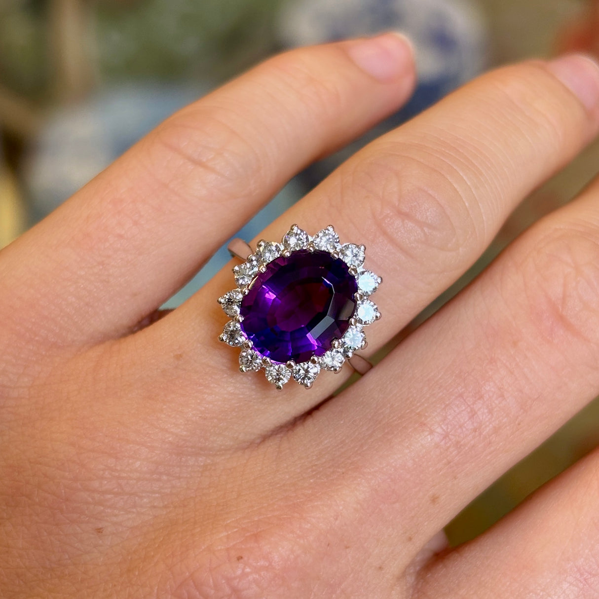 Vintage, 1960s amethyst & diamond cluster ring