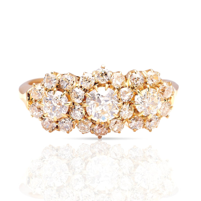 Antique, Edwardian triple diamond cluster ring