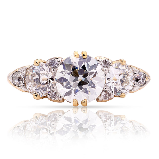 Antique, Victorian three-stone diamond ring