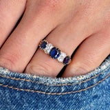 Antique, Edwardian sapphire & diamond half-hoop ring