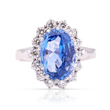 Vintage, natural Ceylon sapphire & diamond cluster ring