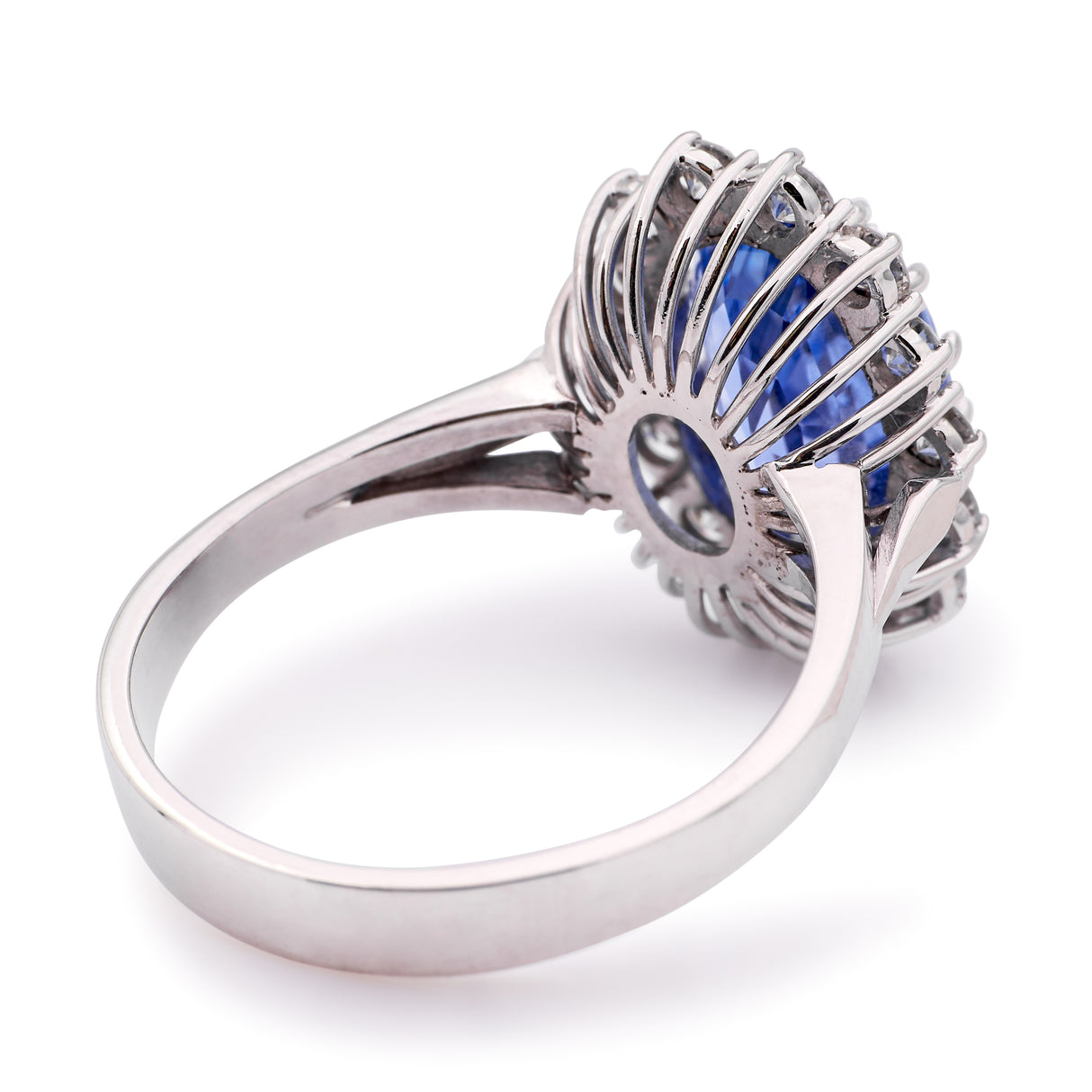 Vintage, natural Ceylon sapphire & diamond cluster ring
