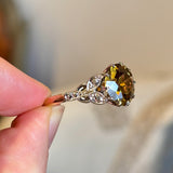 Antique, 1920s golden brown zircon cocktail ring