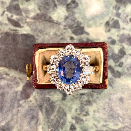 Vintage, 1980s sapphire & diamond cluster ring