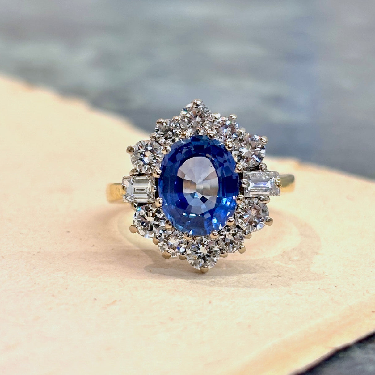 Vintage, 1980s sapphire & diamond cluster ring