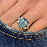 Vintage, 1970s aquamarine & diamond cocktail ring