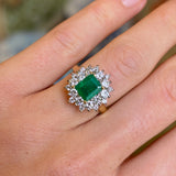 Vintage, 1970s emerald & diamond cluster ring