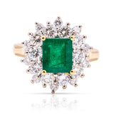 Vintage, 1970s emerald & diamond cluster ring