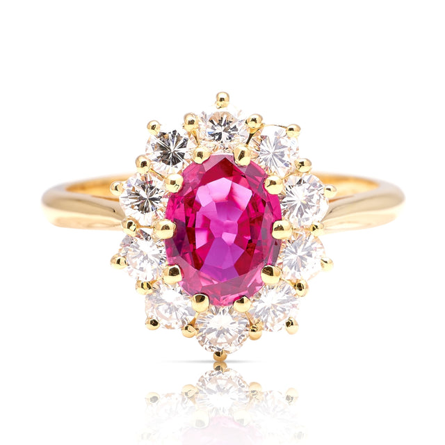 Vintage, 1970s ruby & diamond cluster ring