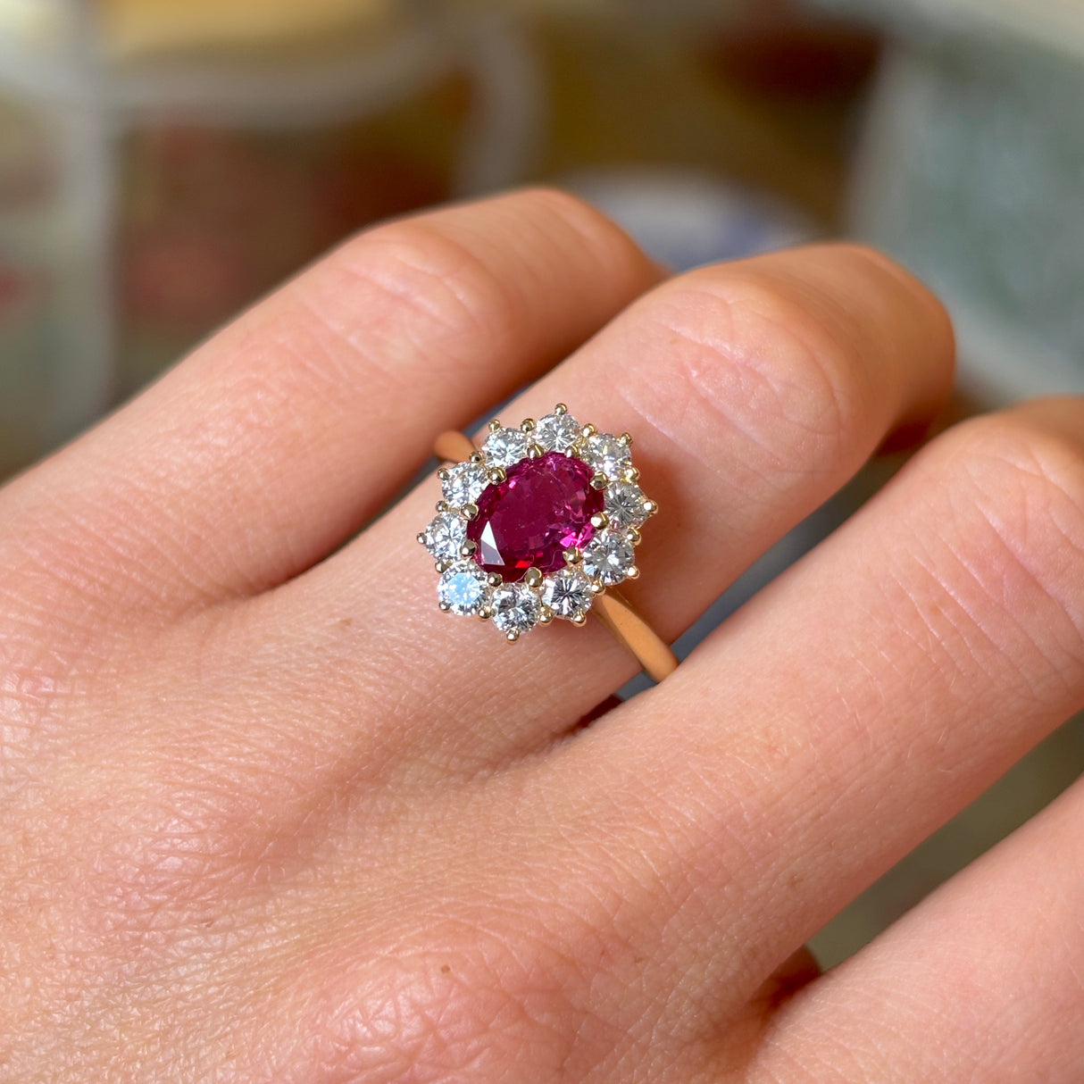 Vintage, 1970s ruby & diamond cluster ring