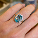 Vintage, 1980s aquamarine & diamond cluster ring