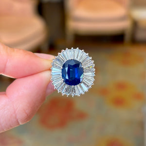 Vintage, 1950s sapphire & diamond ballerina cluster ring