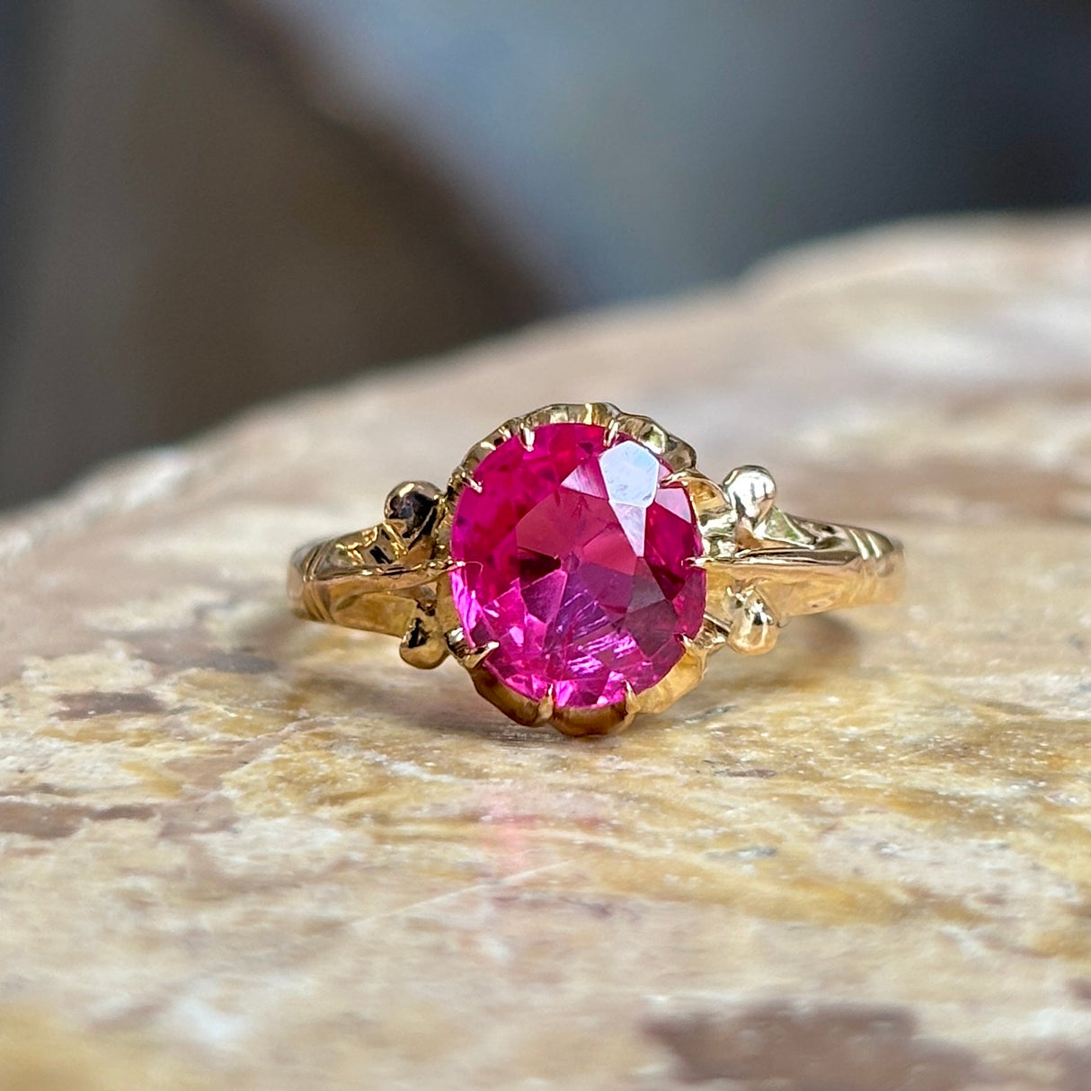 Antique, Edwardian single-stone pink ruby ring