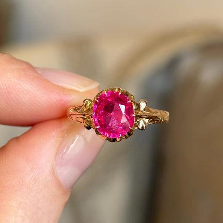 Antique, Edwardian single-stone pink ruby ring