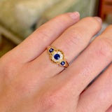 Antique, Edwardian sapphire cluster engagement ring
