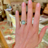 Vintage, 1920s sea green aquamarine cocktail ring