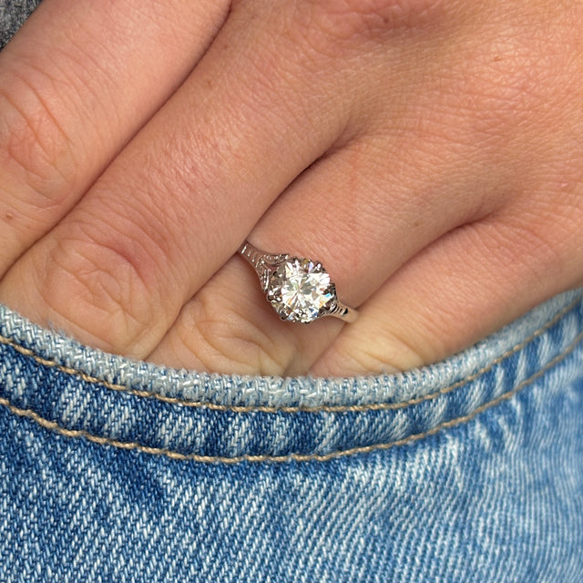 Vintage, Art Deco solitaire diamond ring