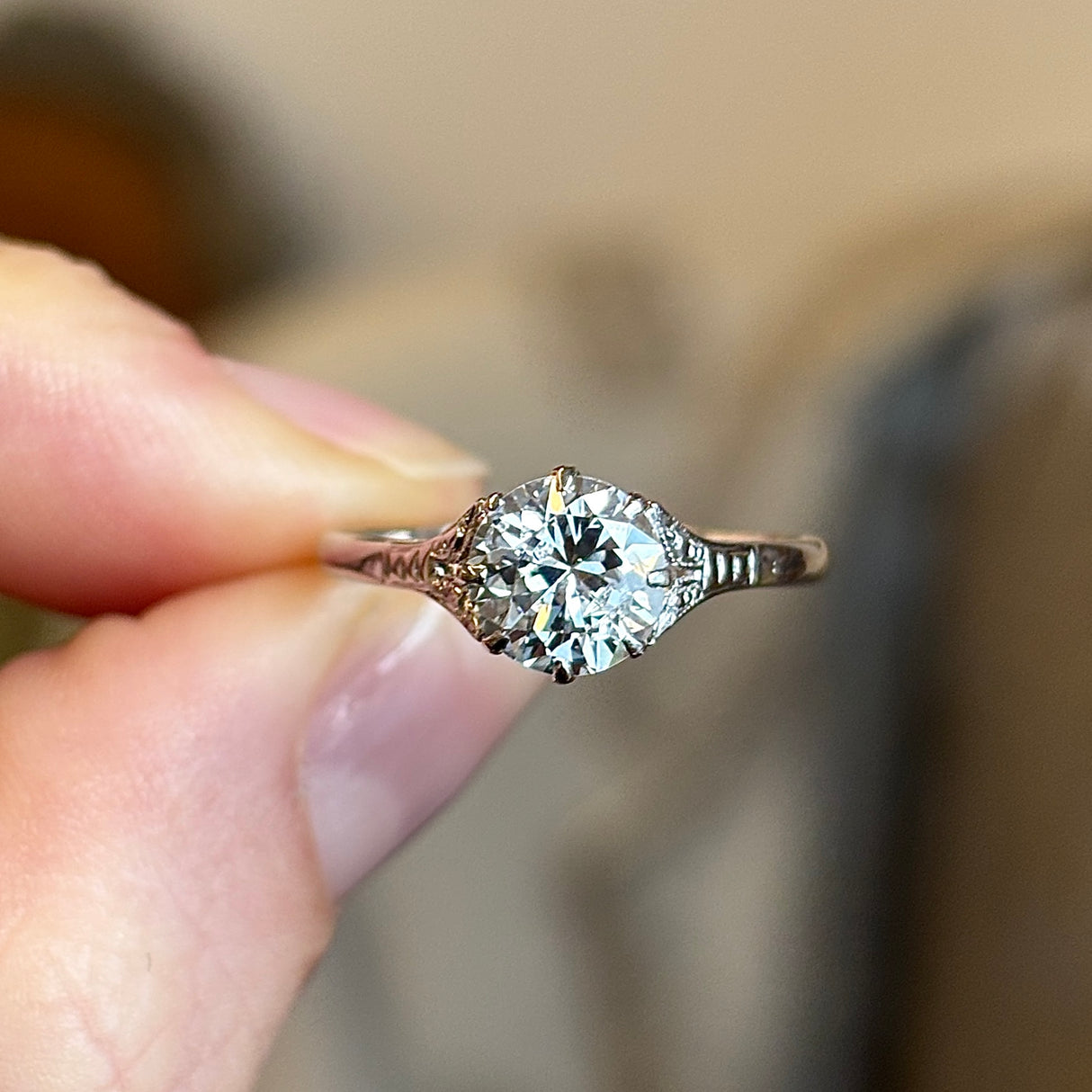 Vintage, Art Deco solitaire diamond ring