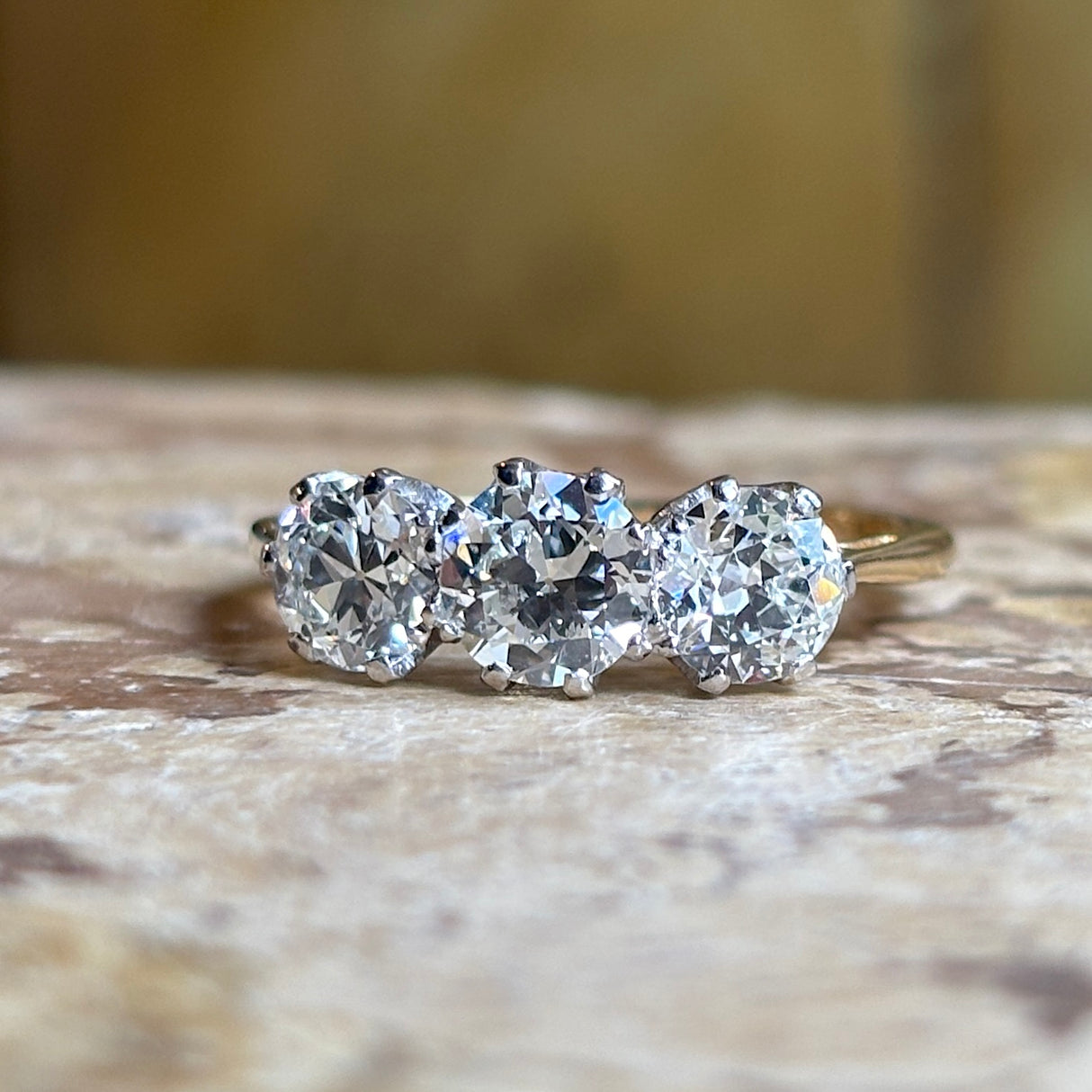 Vintage, 1950s three-stone diamond ring