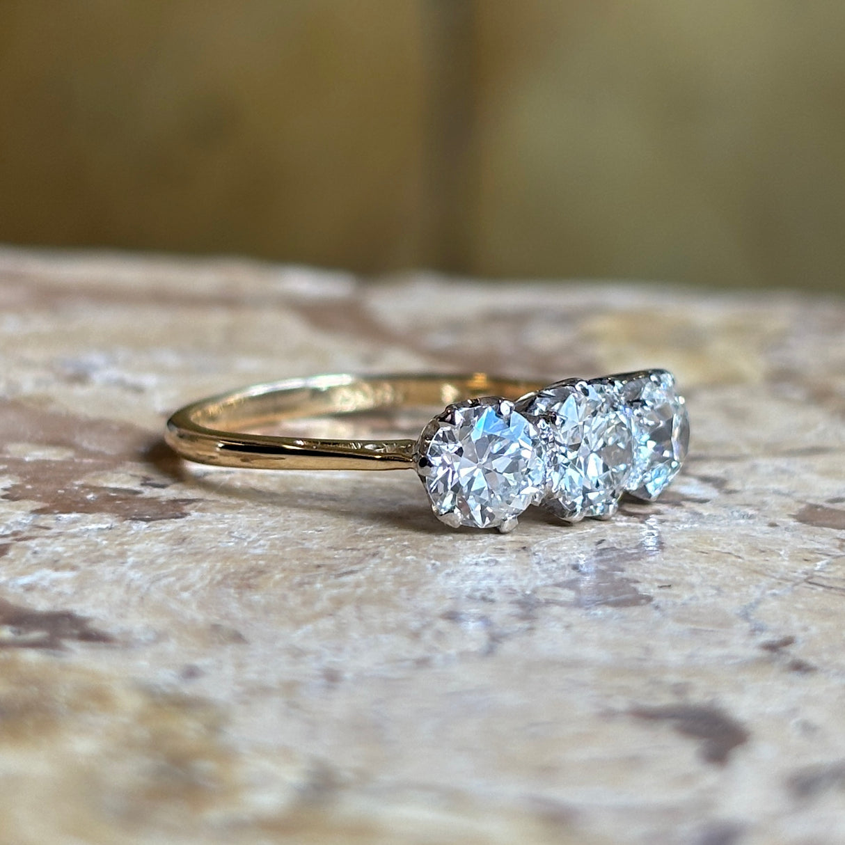 Vintage, 1950s three-stone diamond ring