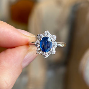 Vintage, 1950s sapphire & diamond cluster ring