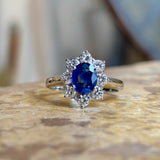 Vintage, 1950s sapphire & diamond cluster ring