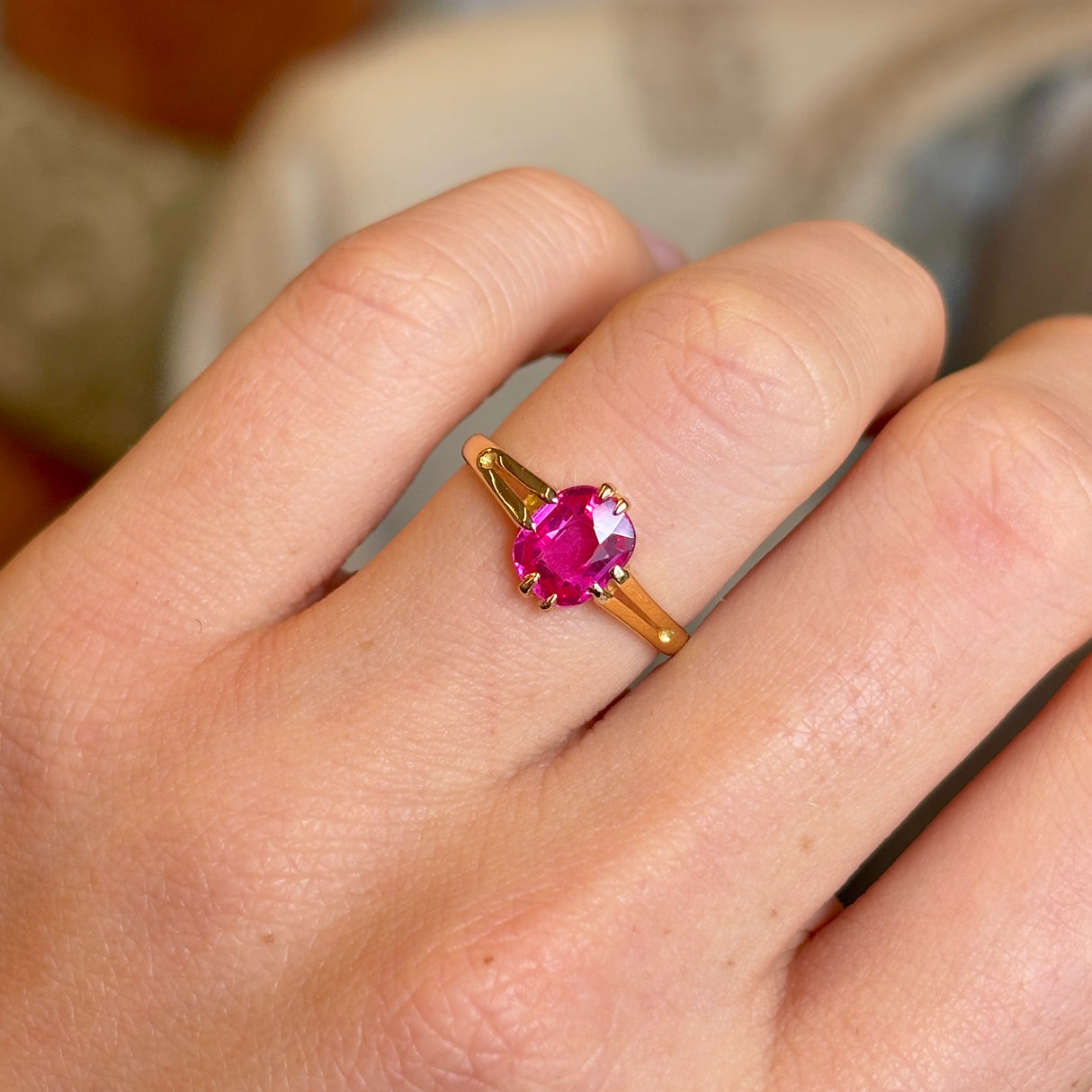 Antique, Victorian pink sapphire single-stone ring