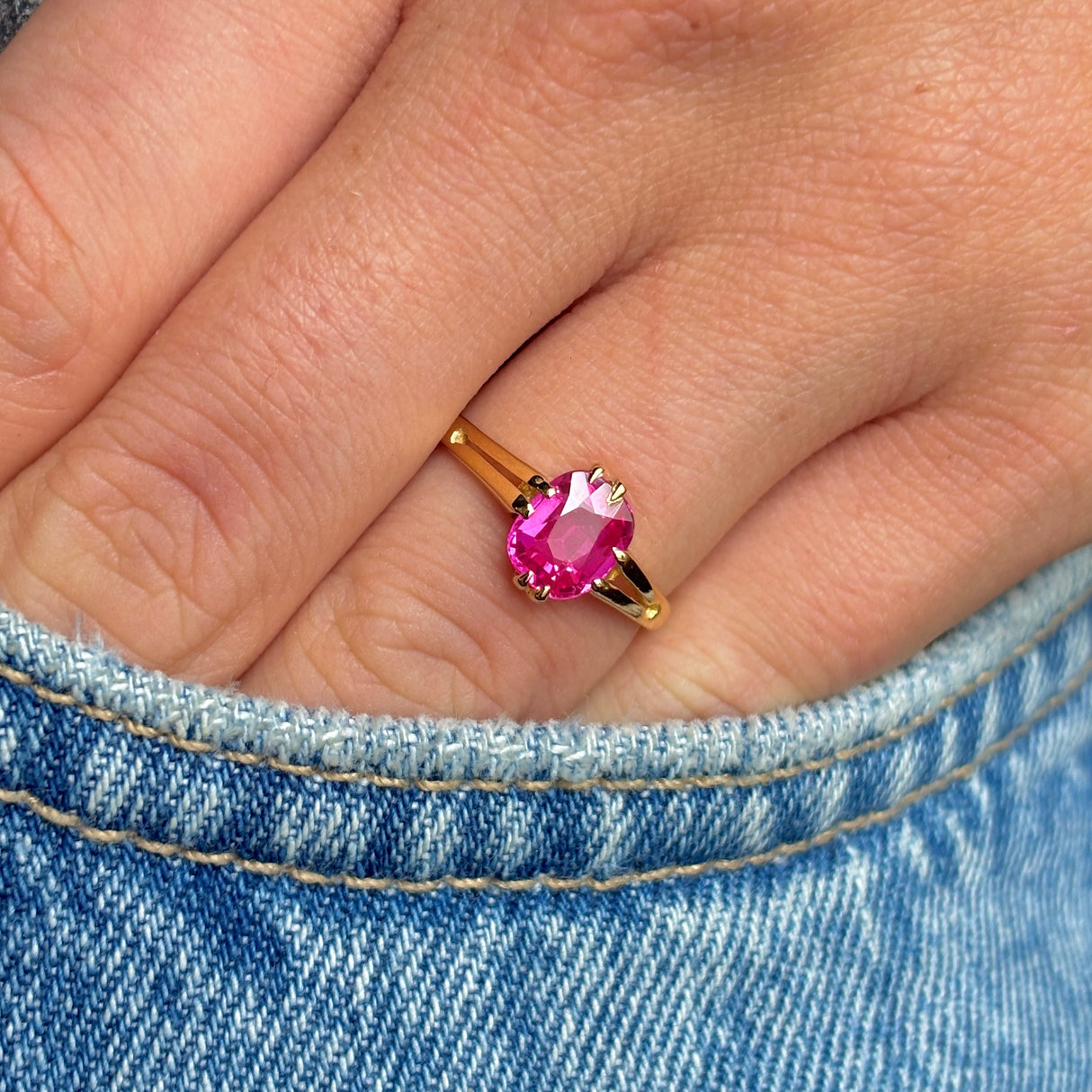 Antique, Victorian pink sapphire single-stone ring