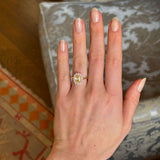 Sri Lankan yellow sapphire and diamond cluster engagement ring