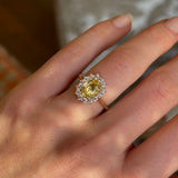 Yellow Sapphire and Diamond Cluster Engagement Ring