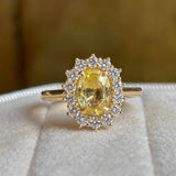 Yellow Sapphire and Diamond Cluster Engagement Ring