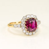 Antique, Edwardian ruby & diamond cluster ring