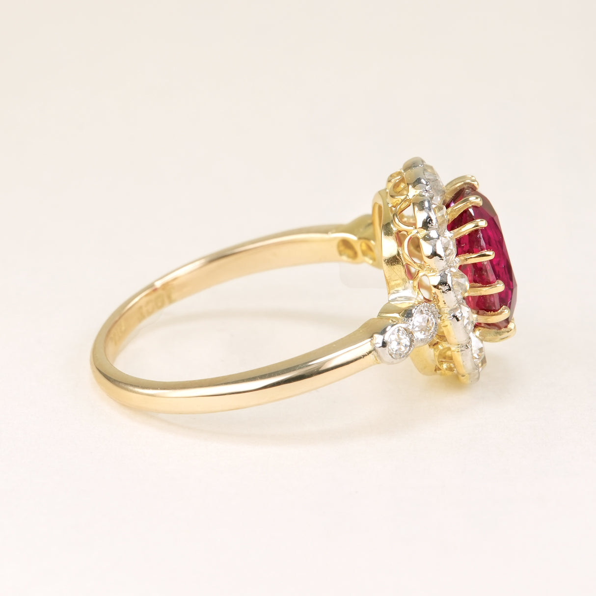 Antique, Edwardian ruby & diamond cluster ring
