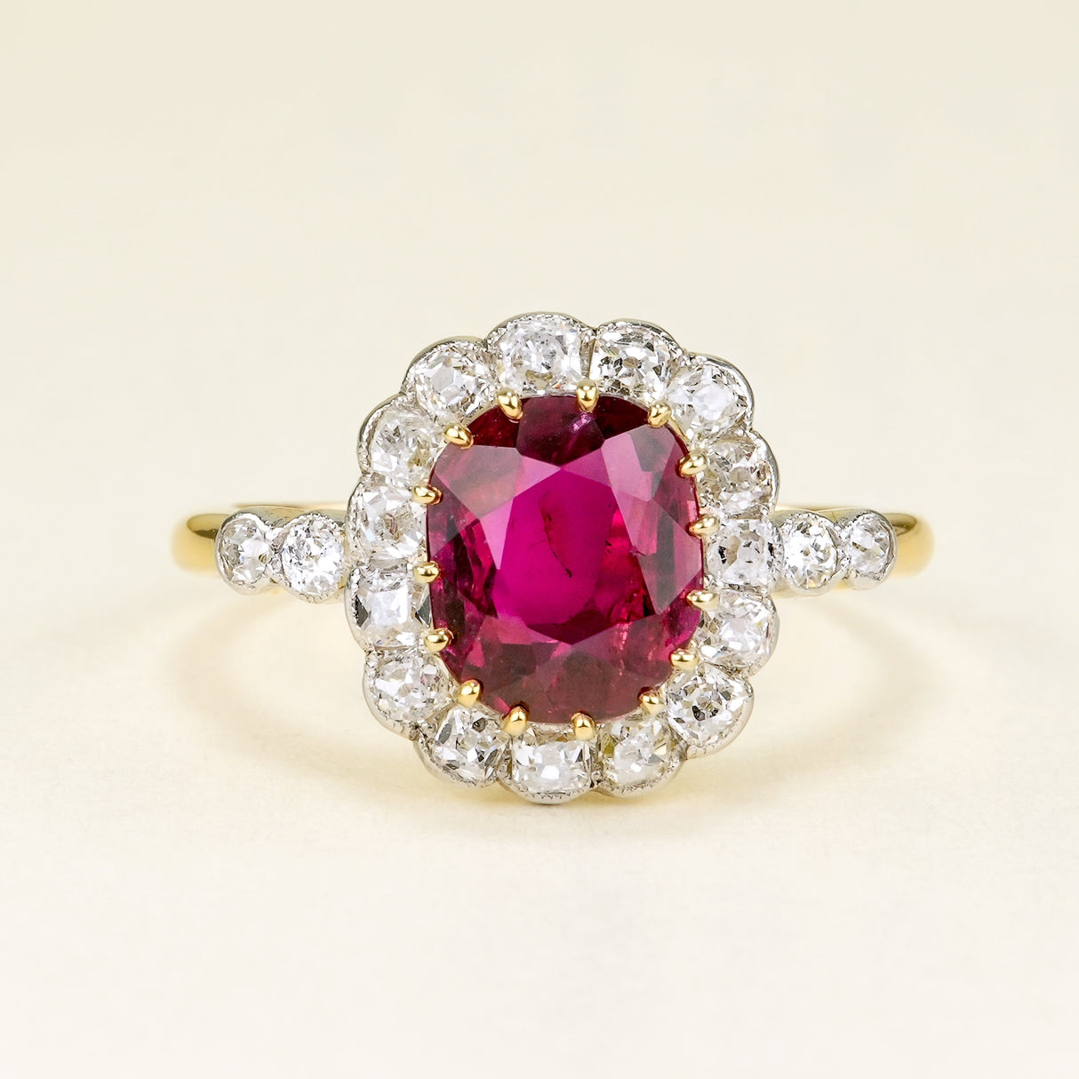 Antique, Edwardian ruby & diamond cluster ring