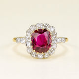 Antique, Edwardian ruby & diamond cluster ring