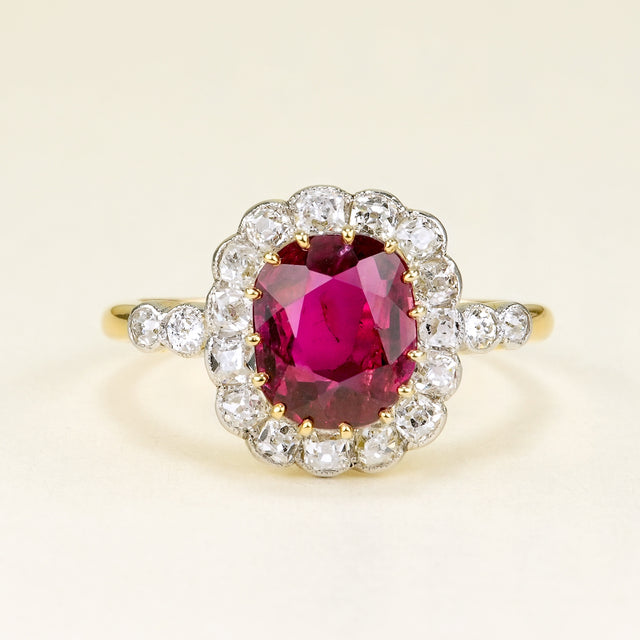 Antique, Edwardian ruby & diamond cluster ring