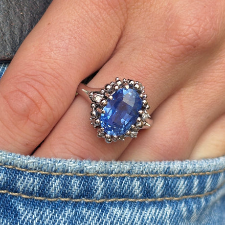 Vintage, 1960s brutalist 6.5ct ceylon sapphire ring